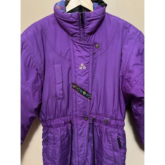 Vintage Obermeyer Ski Suit Snowsuit Snow Bib One Piece Purple Junior Sz 16 Retro - Picture 3 of 16